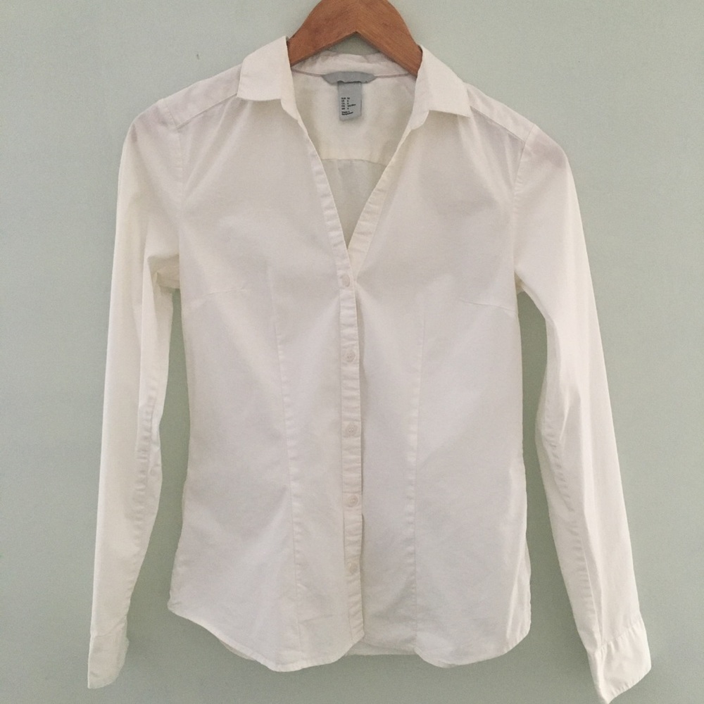 H&M White Button-Down Top